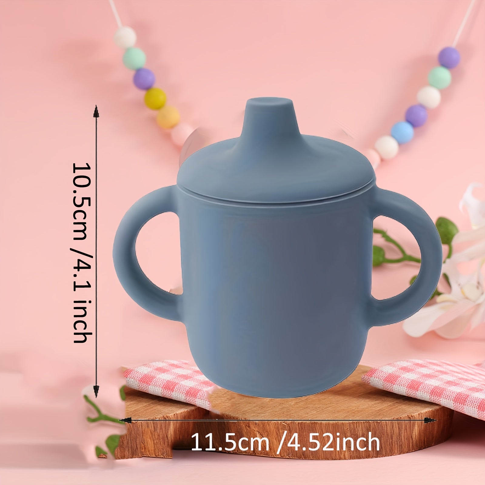 Children's Silicone Drinking Cup Double Handle Baby Food Water Bottle