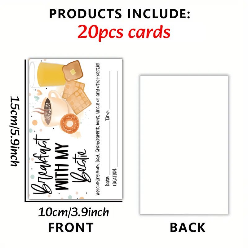 20 Invites for Breakfast with Best Friend at Preschool Mother's Day Out Party