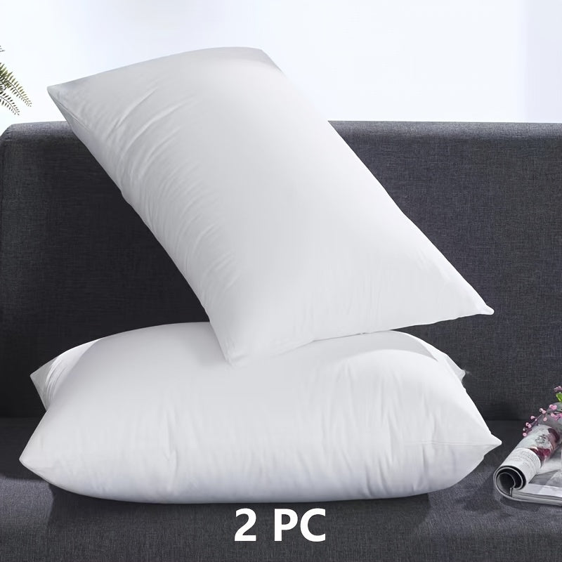 White Solid Cotton Pillow Set of 2 Soft Breathable for Home Bedroom Hotel