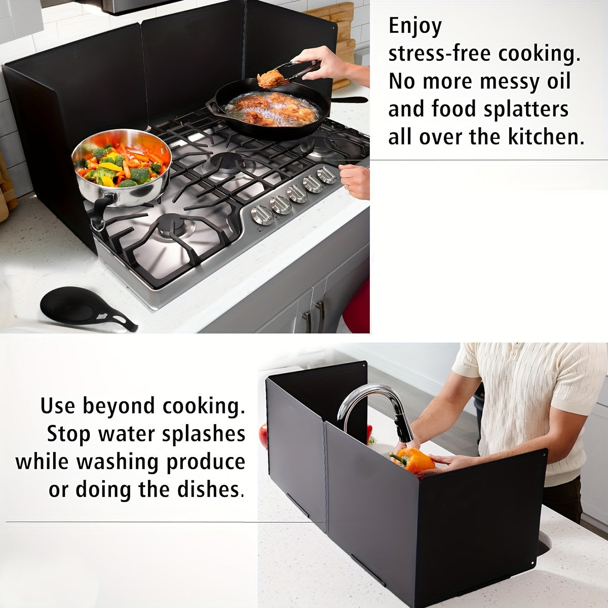 Metal Grease Splatter Screen 4-Sided Foldable Stove Top Protector