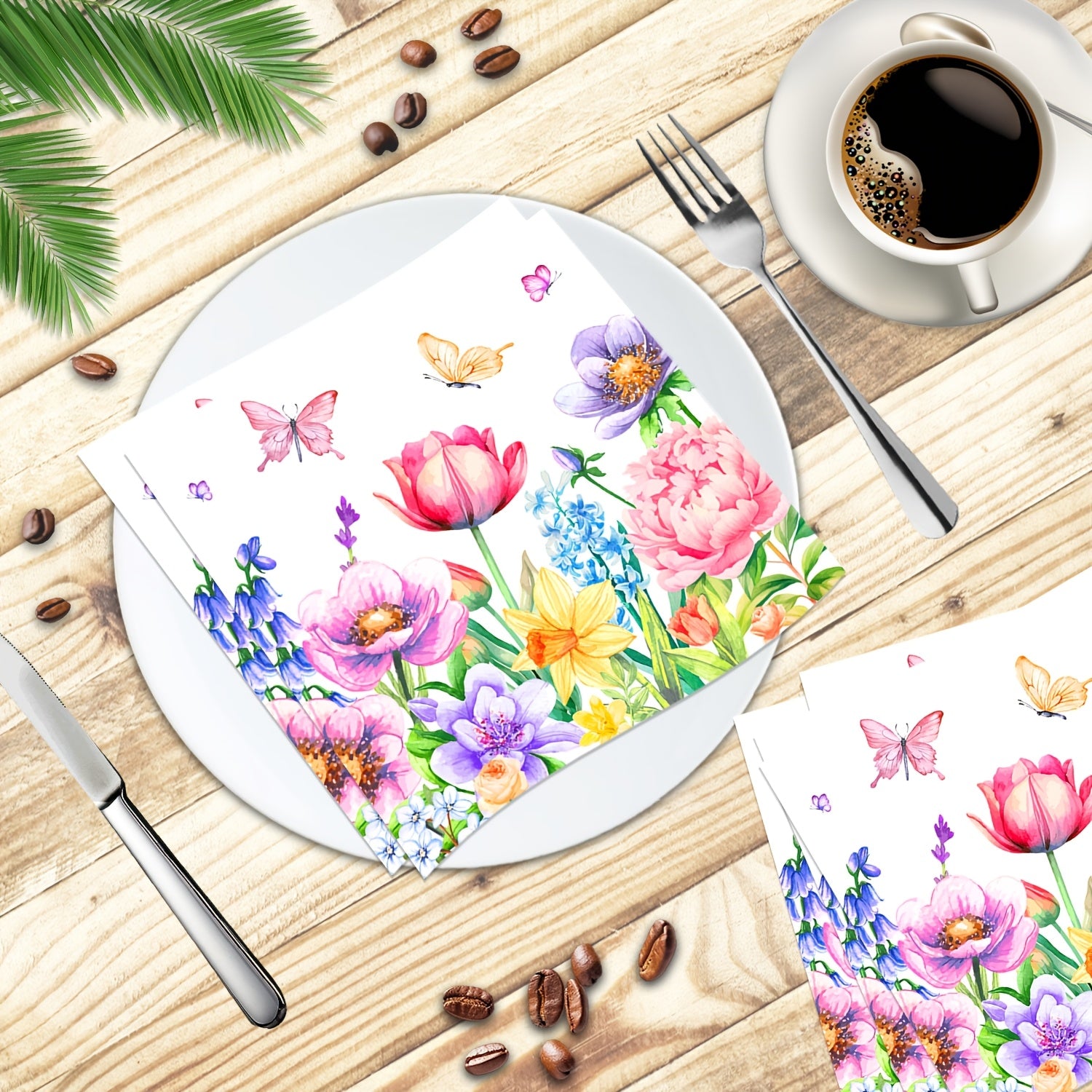 20 ta Vintage Floral Herb Paper Napkins 33cm Multifold 2-Ply Bayramlar, to'ylar va ta'tillar uchun