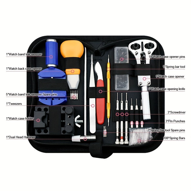 147 Watch Repair Tools Set with Case Opener Spring Bar Tool and Battery Replacement