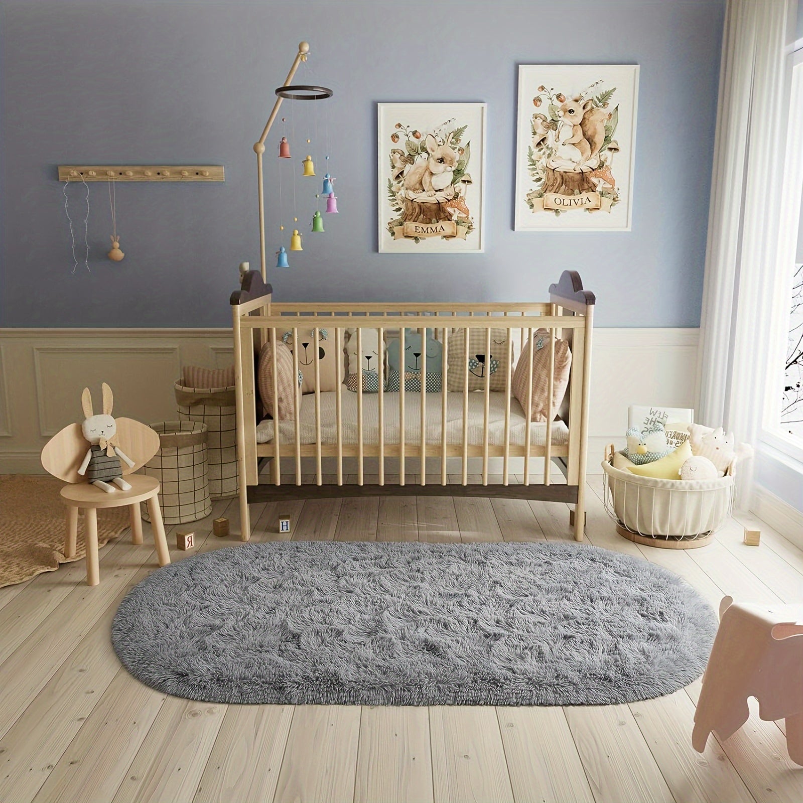 Alfombra de área ovalada de felpa suave con respaldo antideslizante para dormitorio, sala de estar y oficina