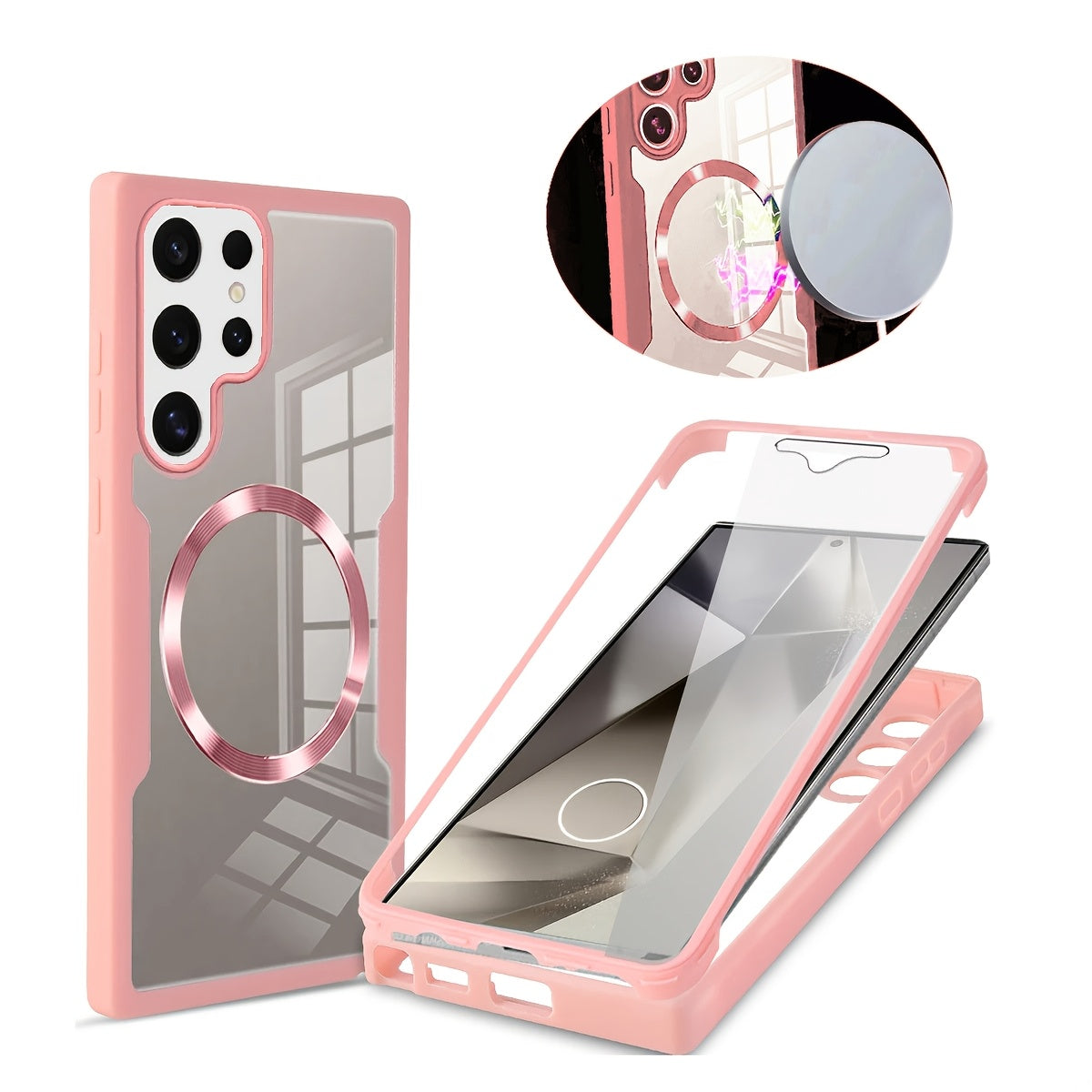 Samsung Galaxy S21 Ultra S22 Ultra S23 Ultra S24 Ultra S24 Plus S24 FE S23 FE uchun akril magnit telefon qutisi, himoya qoplamasi bilan