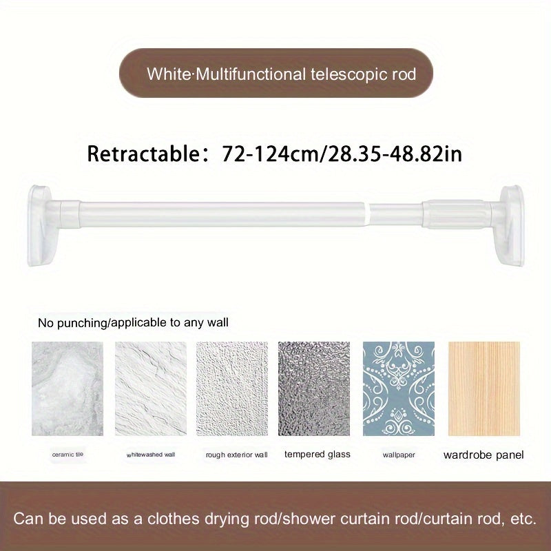 25 Inch Telescopic Shower Curtain Rod Adjustable Tension Stainless Steel White Gray Black