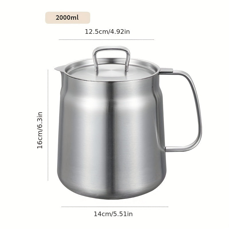 Stainless Steel Oil Filter Pot with Frying Basket and Strainer for Kitchen