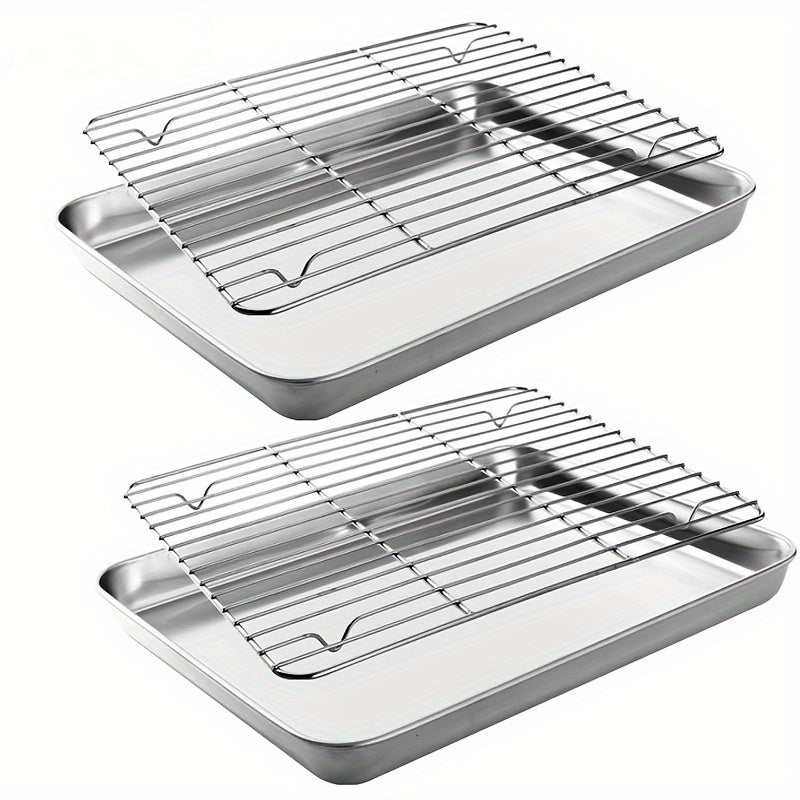 Stainless Steel Kitchen Tools Set with Baking Pan, Drain Rack, Grill Net, Oven Rack, Vegetable Tray