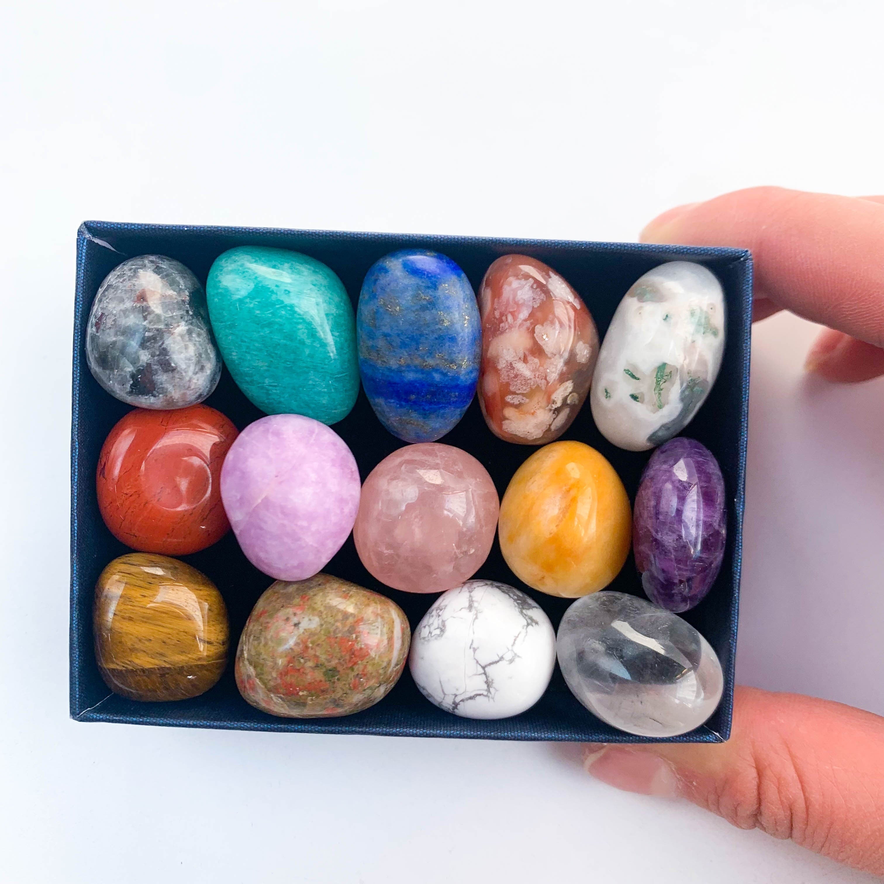 Handmade Stone Jewelry Boxes with Natural Stones and Accessories for DIY Projects or Gifts