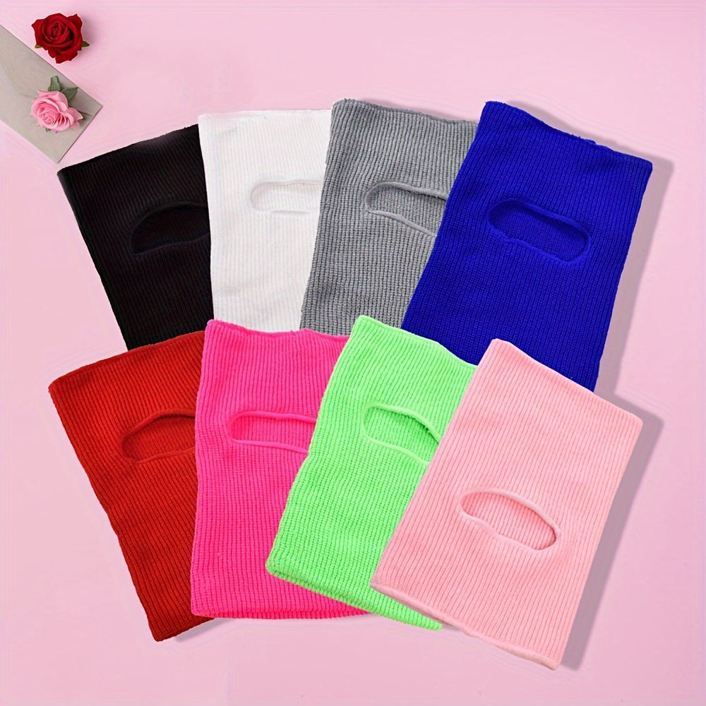 Winter Sports Face Mask with Knitted Single Eye Slot Candy Colors Warm Neck Protector