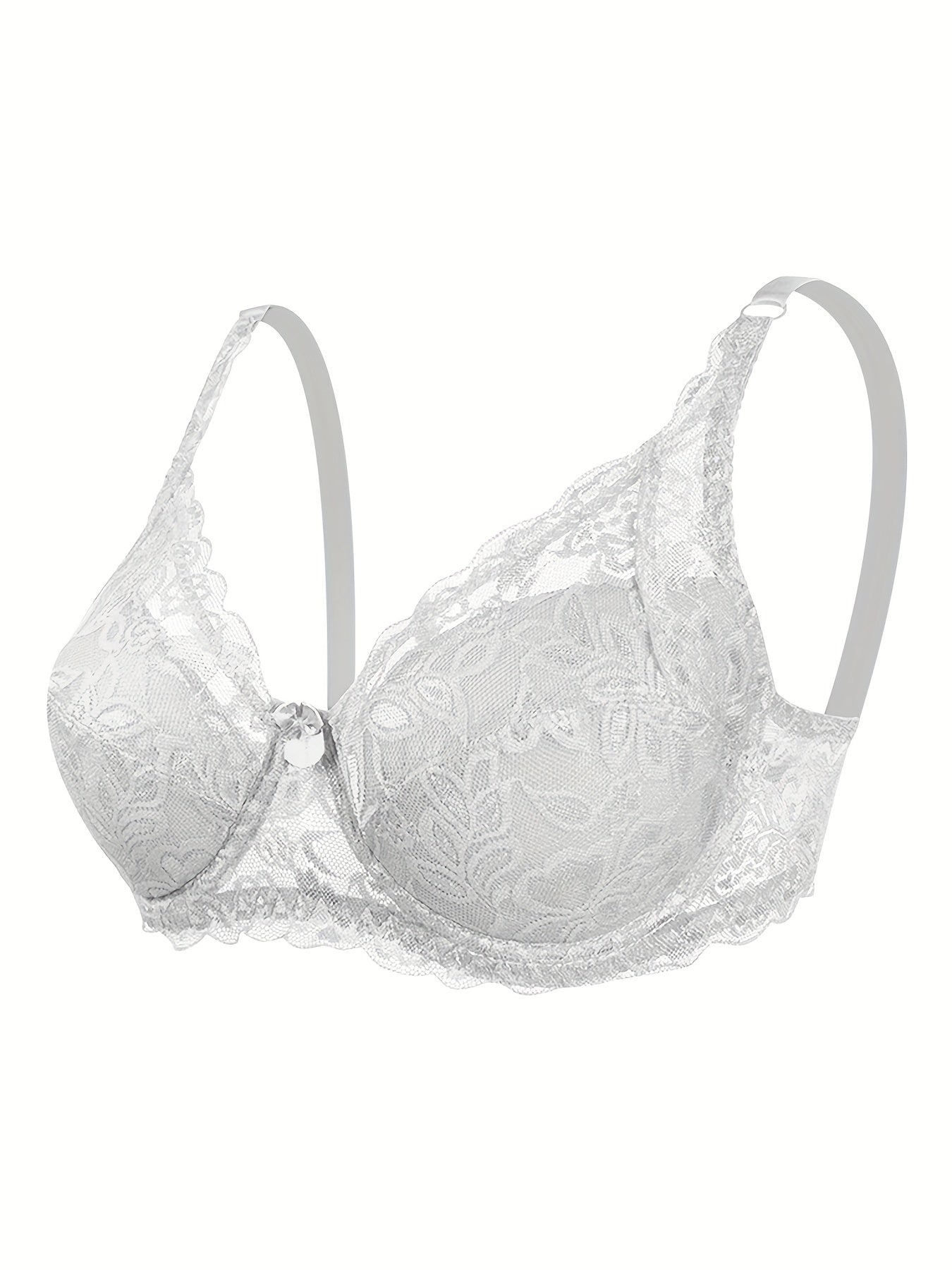 Women's Lace Push Up Bra with Scallop Trim Breathable Lingerie