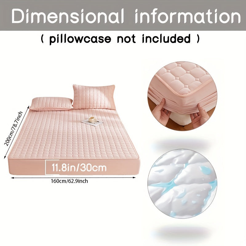 Solid Color Quilted Fitted Sheet Waterproof Thickened Breathable Fabric Fits Mattresses 5-27cm