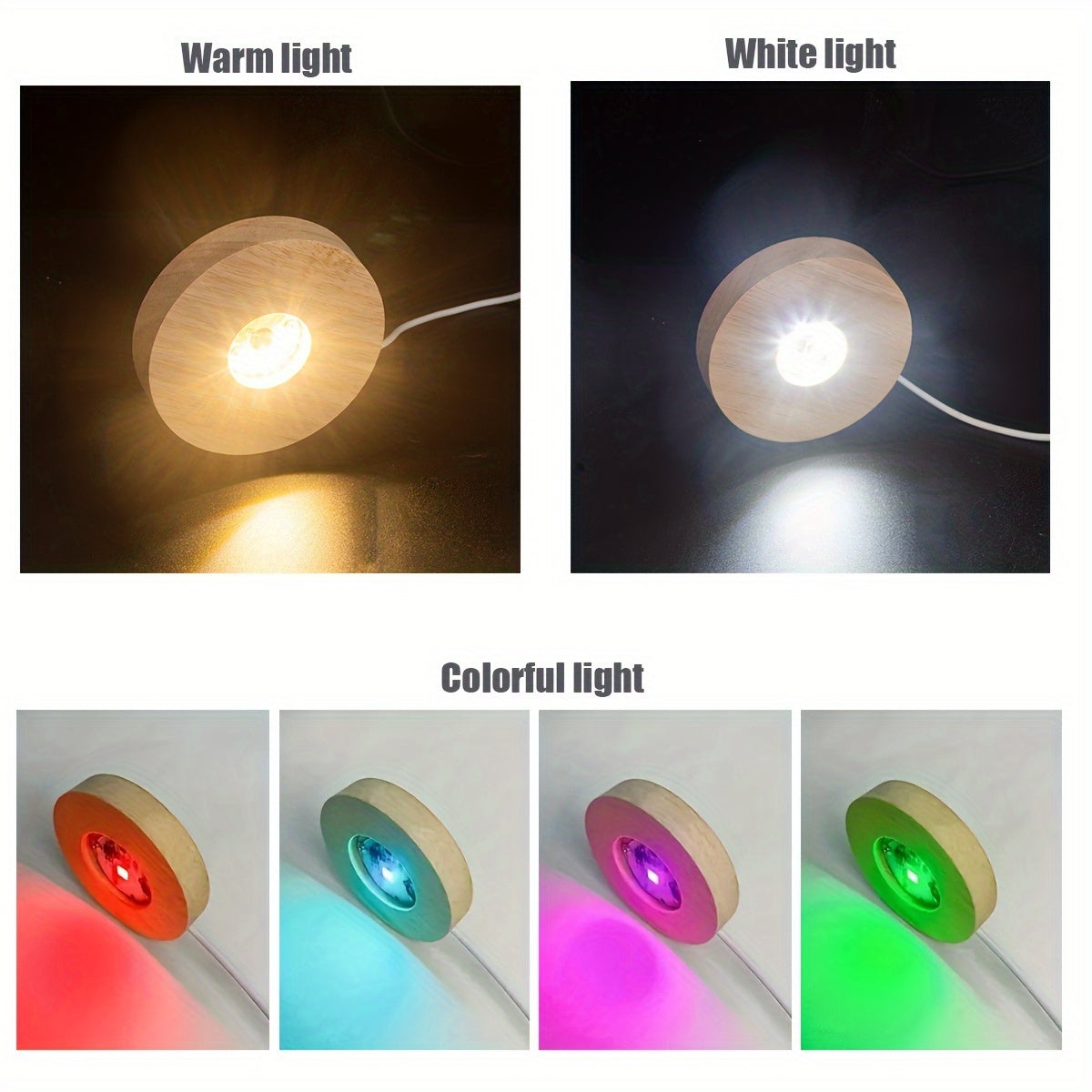 Ручная работа: светодиодная ночная лампа с деревянным основанием и кристальным шаром.