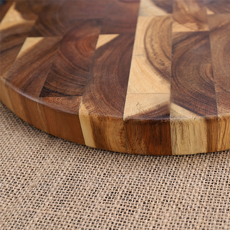 Acacia Wood Cutting Board Round Kitchen Chopping Block for Fruits Vegetables