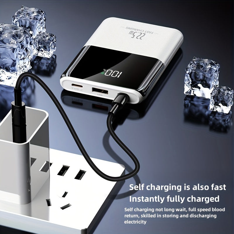 Small Portable Power Bank 10000mAh Fast Charging Dual Input Output Compatible with Android and iPhone