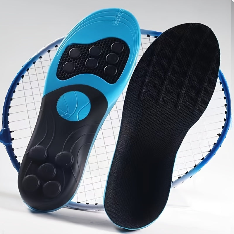 Unisex Sports Insoles Shock-Absorbing Arch Support Blue Black For Running
