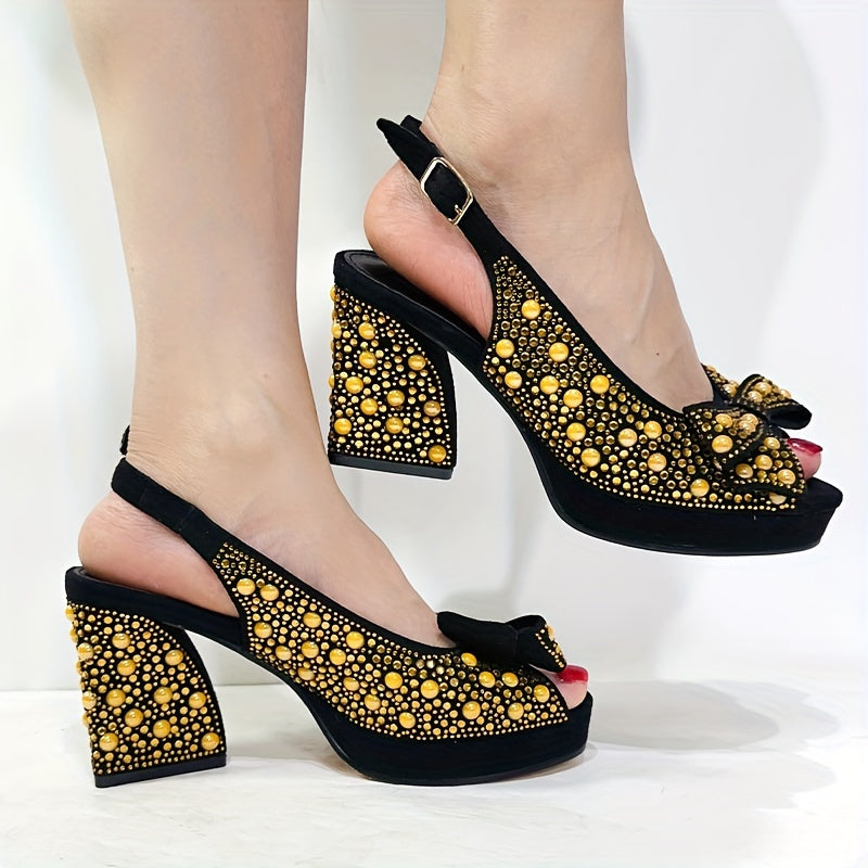 Women's Green High Heels Summer Party Shoes with Diamond Design for Weddings