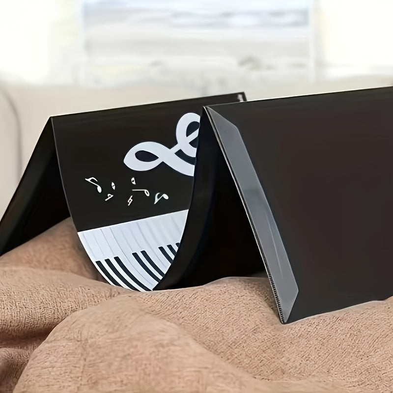 A4 Size Piano Music Sheet Holder Trifold Design Black White 6 Page Capacity