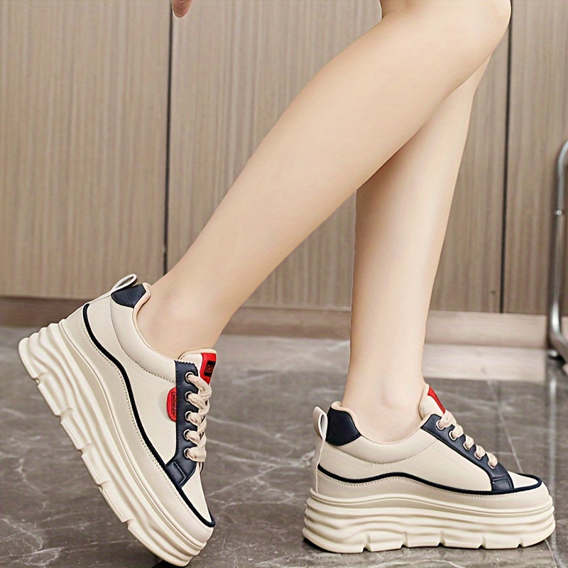 Women's Color-Block Casual Sneakers with Thick Sole