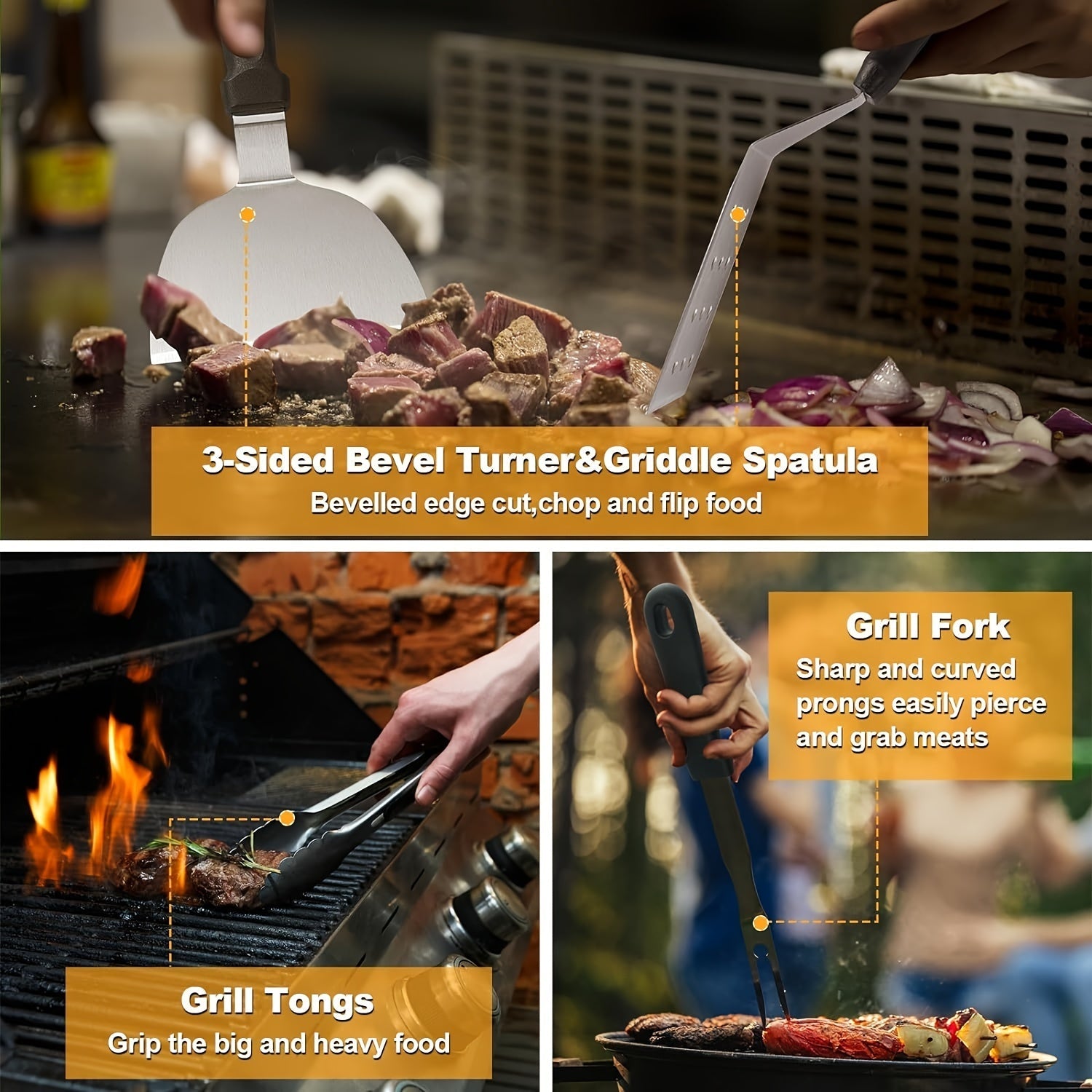 Outdoor BBQ Grill Accessories Set 29 Pieces Flat Top Tools Tongs Scraper