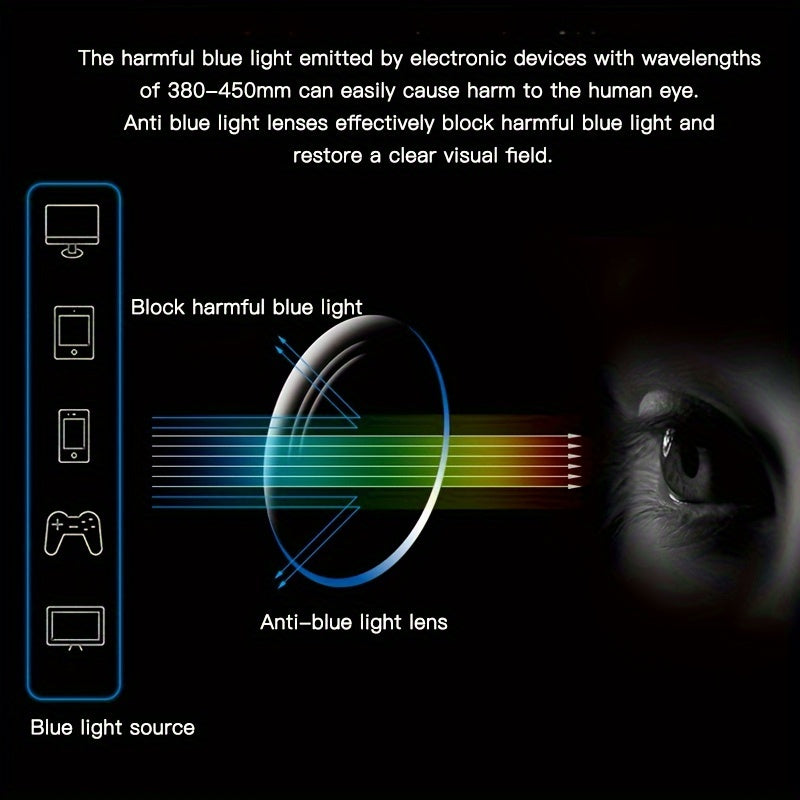 Black Retro Square Eyeglass Frame for Women and Men Anti-Blue Light Computer Glasses