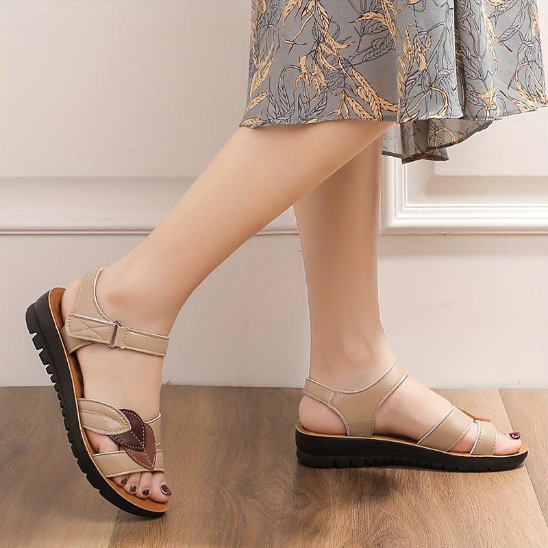 Women's Summer Sandals Open-Toe Low Heel Adjustable Strap Breathable Footwear