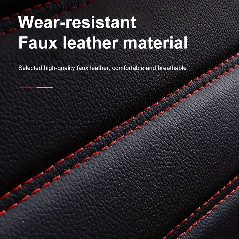 All-Season Faux Leather Car Seat Cushion Cover with Lumbar Support for Front Seat