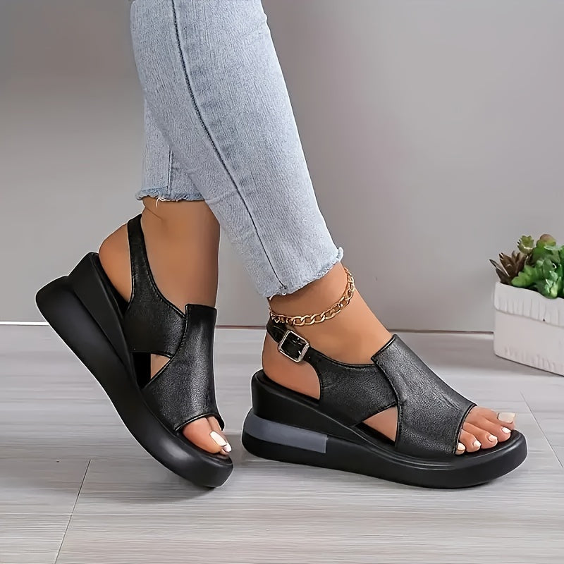 Women's Wedge Sandals Open Toe Ankle Strap Platform Heel Casual Summer
