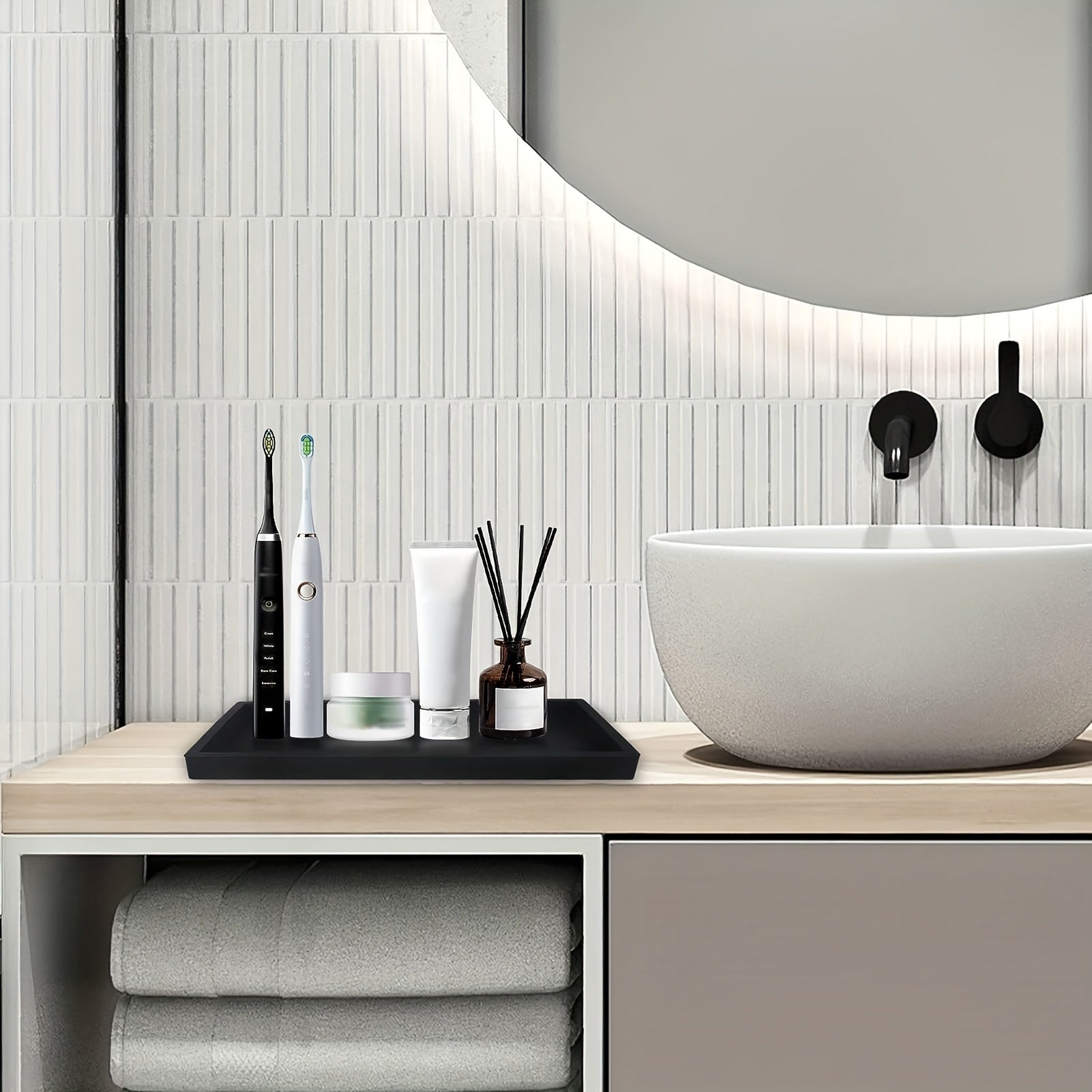 Набор из 2 ударопрочных силиконовых подносов для кухни и ванной