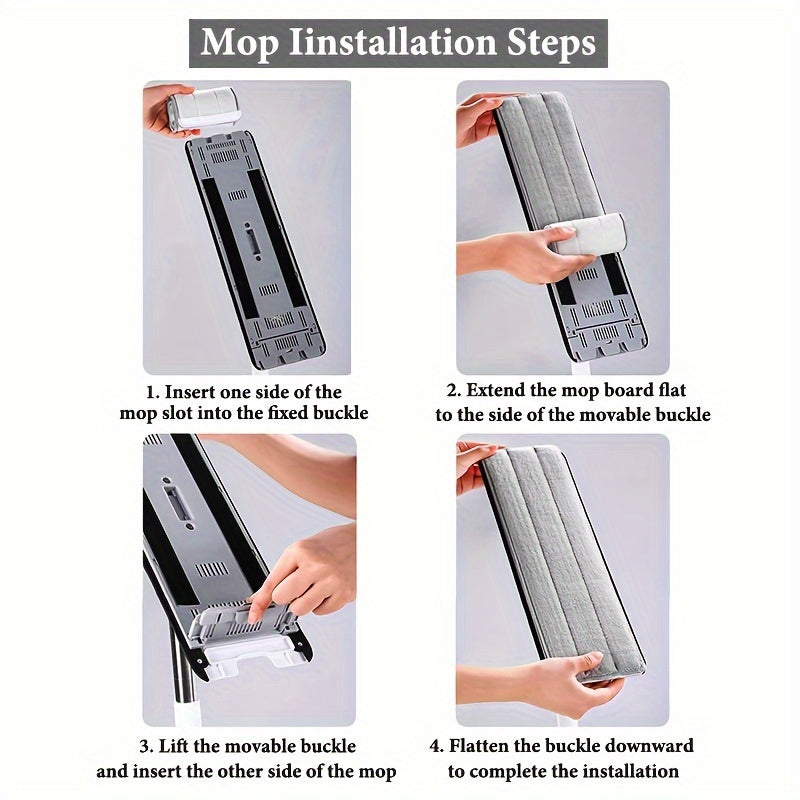 Plastik tekis pol uchun mop va quticha to'plami, qattiq yog'och, plitka va yog'och pol uchun Wringer bilan