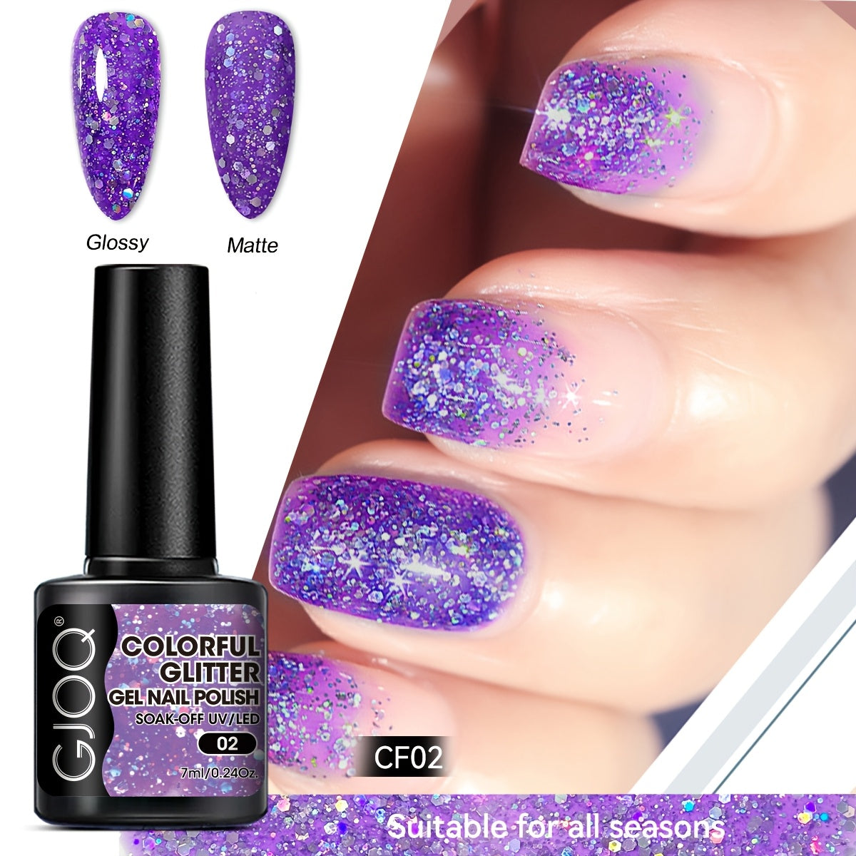 Gel Nail Polish Pink Purple Glitter Soak Off LED Manicure All Seasons