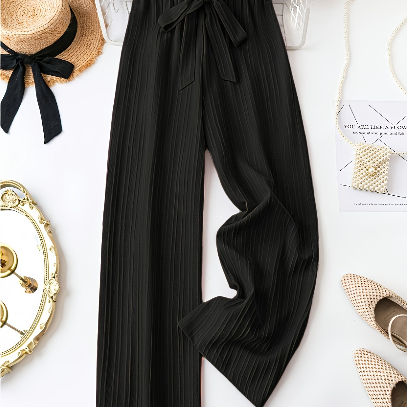 Women Plus Size Lightweight Heart Pattern Casusal Straight Leg Pants