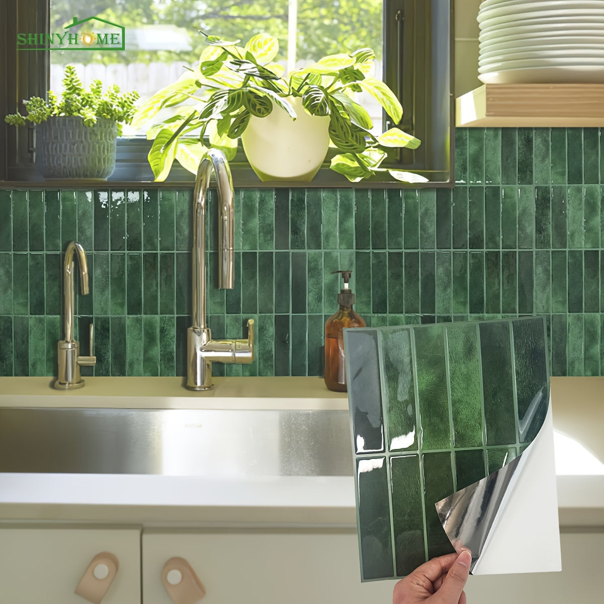 5Pcs 3D Self-Adhesive Wall Tiles Waterproof Heat-Resistant Bathroom Kitchen Backsplash