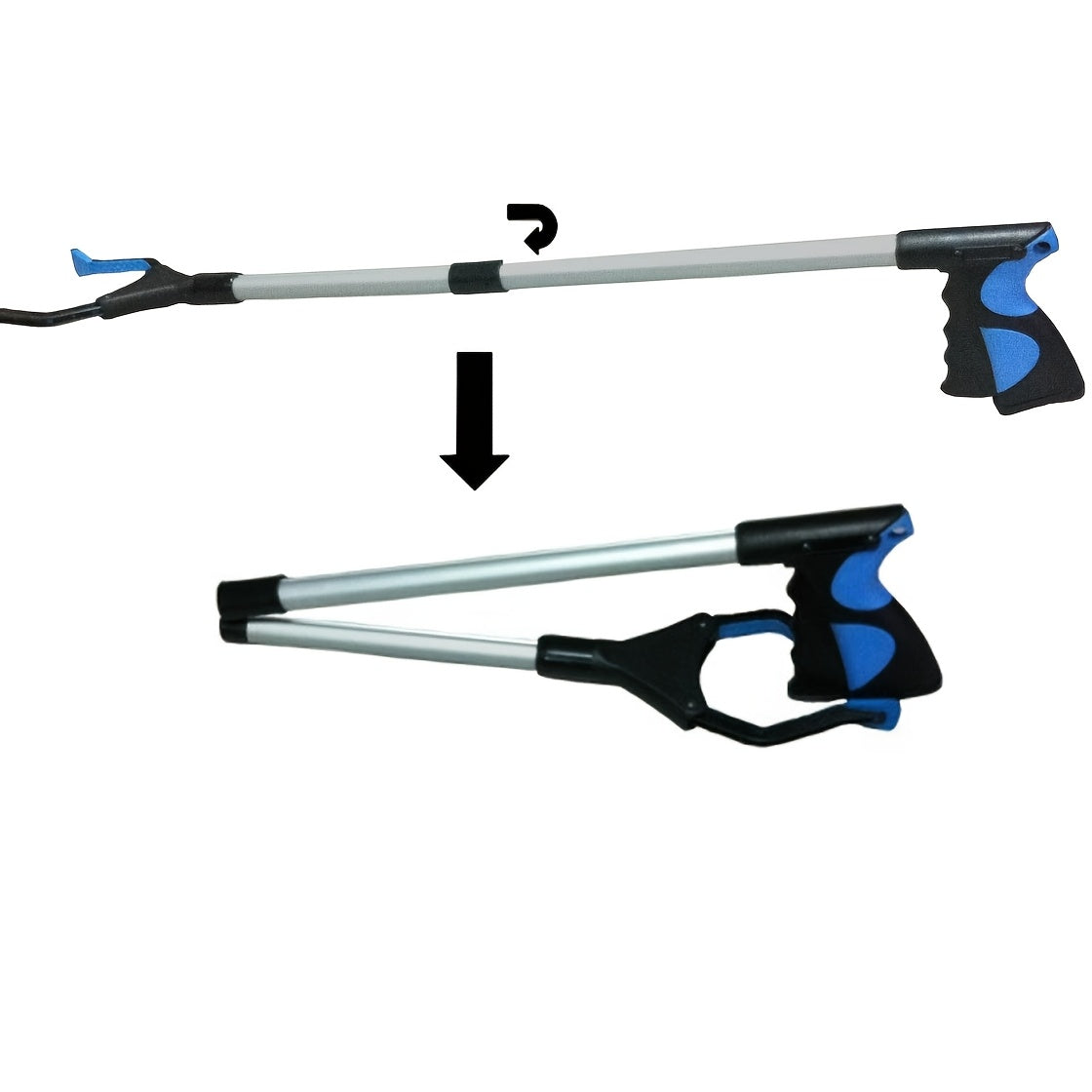 Qayriladigan zanglamas po'latdan yasalgan tutqich, 81.28 sm uzunlikda, axlatni olish uchun qalam, chiqindilarni yig'ish vositasi va qo'lni uzaytiruvchi tutqich, yetkazish vositasi