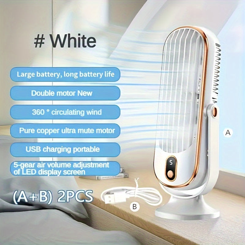 Portable Air Conditioner Fan with 5-Speed Cooling Rechargeable Battery for Home Office Travel Camping