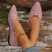 Women’s Ballet Flats Casual Slip-On Knit Pointed Toe Ankle Strap Shoes