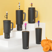 Halloween Themed Stainless Steel Water Bottles Set with BPA-Free Straws and Fun Lids 6 Pack