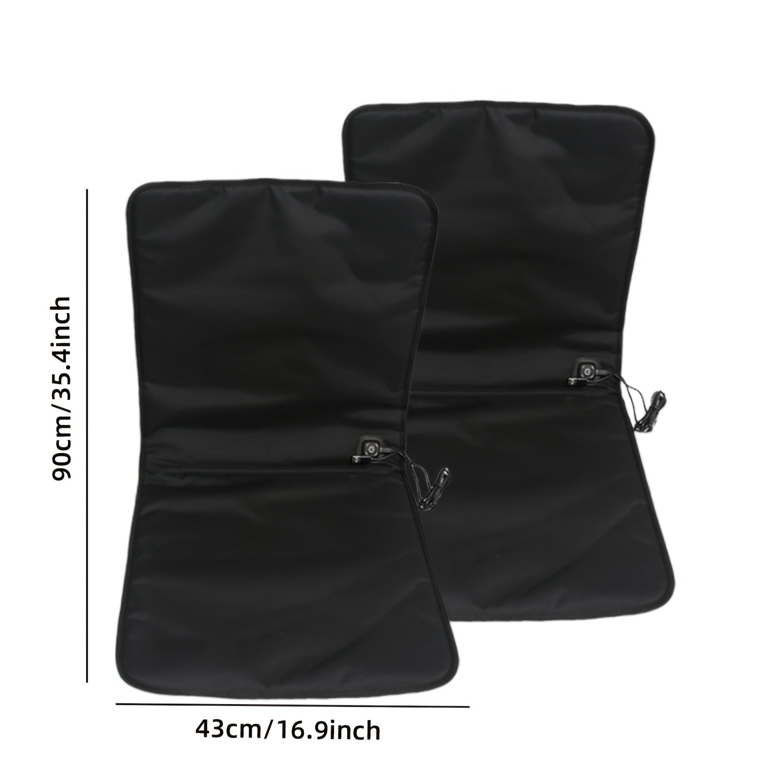 2-Piece Black Heated Chair Cushions With Back Support, Adjustable Temperature