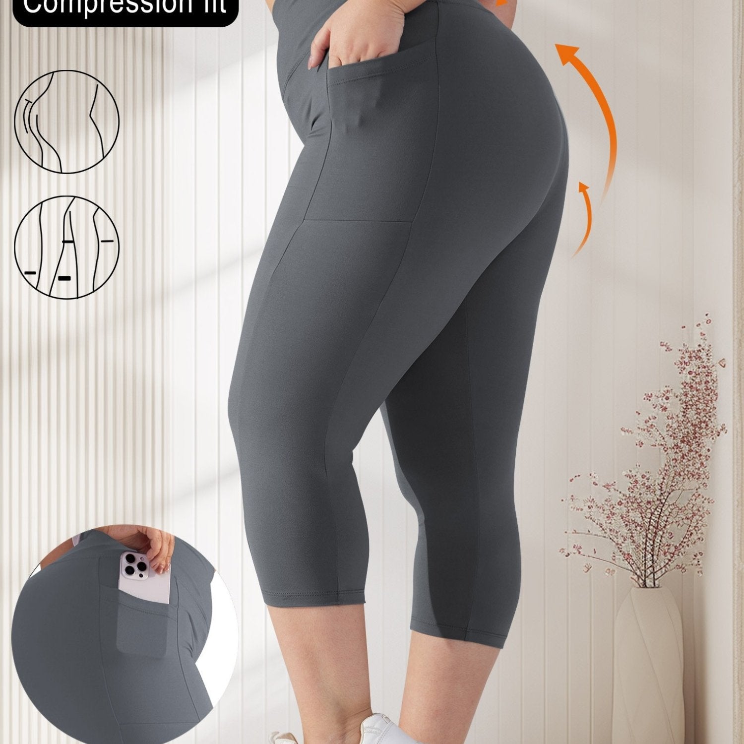 Plus Size Women's Skinny Capris Leggings Casual Crop Spring Summer