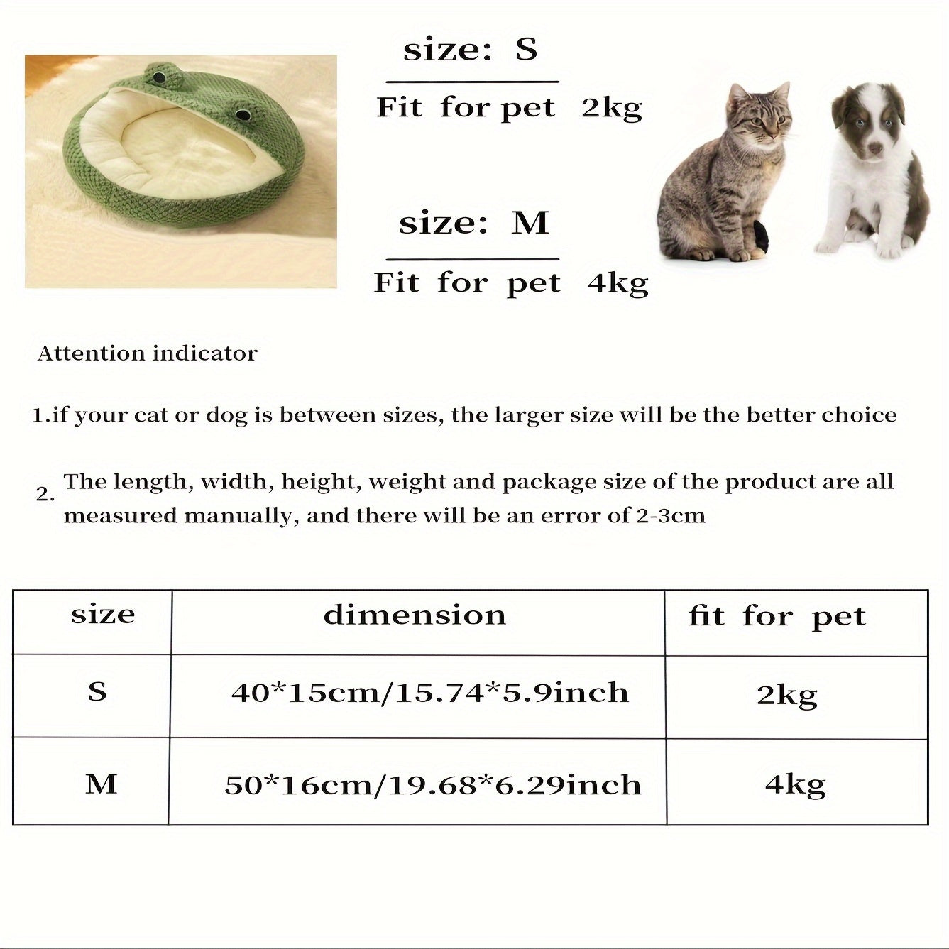 Cozy Frog-Design Cat Bed for Small Cats Polyester Fiber Modern Style