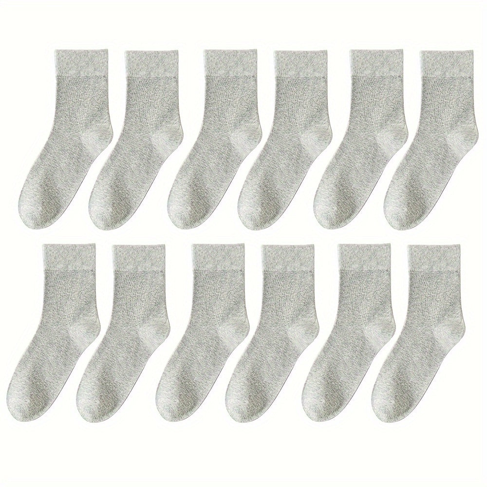 Unisex Cotton Crew Socks 6 Pairs Breathable Sweat-Absorbing Comfortable