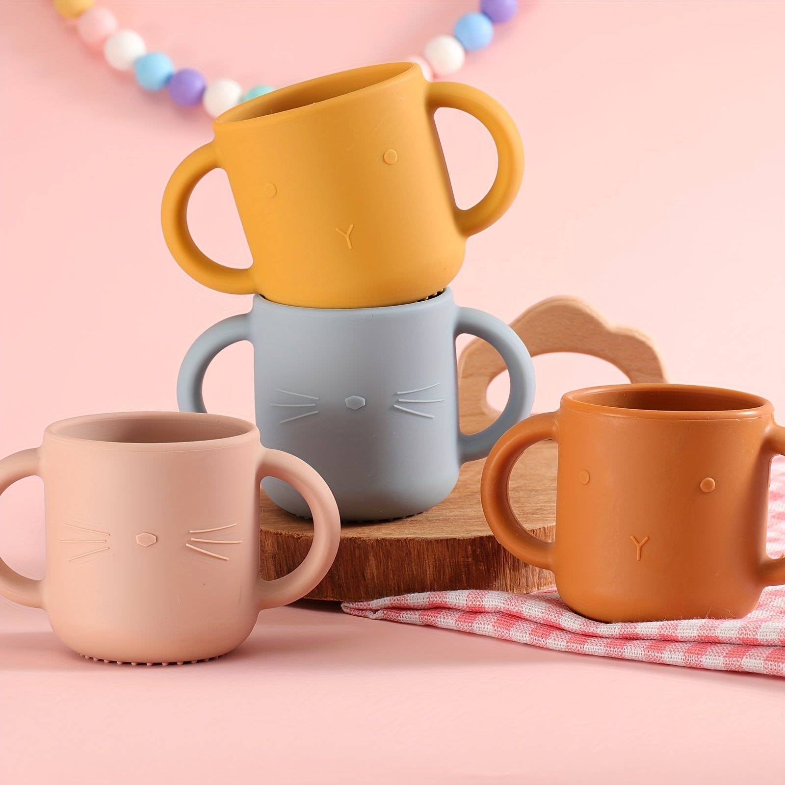 Animal Embossed Silicone Drinking Cup BPA-Free Two Handles for Kids