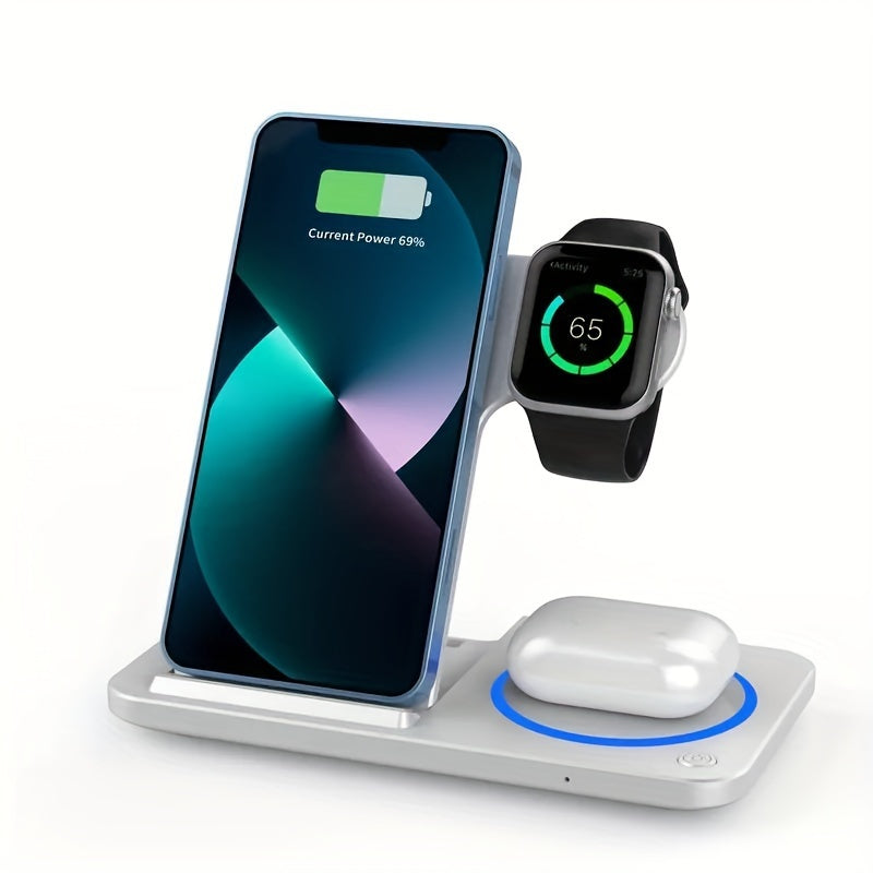 Foldable Wireless Charging Station for iPhone iWatch Earbuds Fast Charging Hub