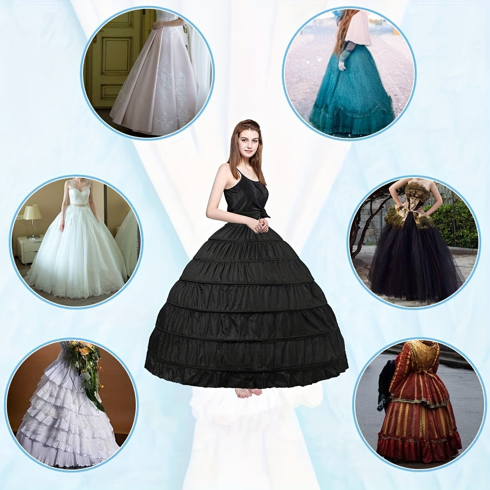 Large Crinoline Dress with 6 Hoops Petticoat for Bridal Wedding Halloween Cosplay Princess