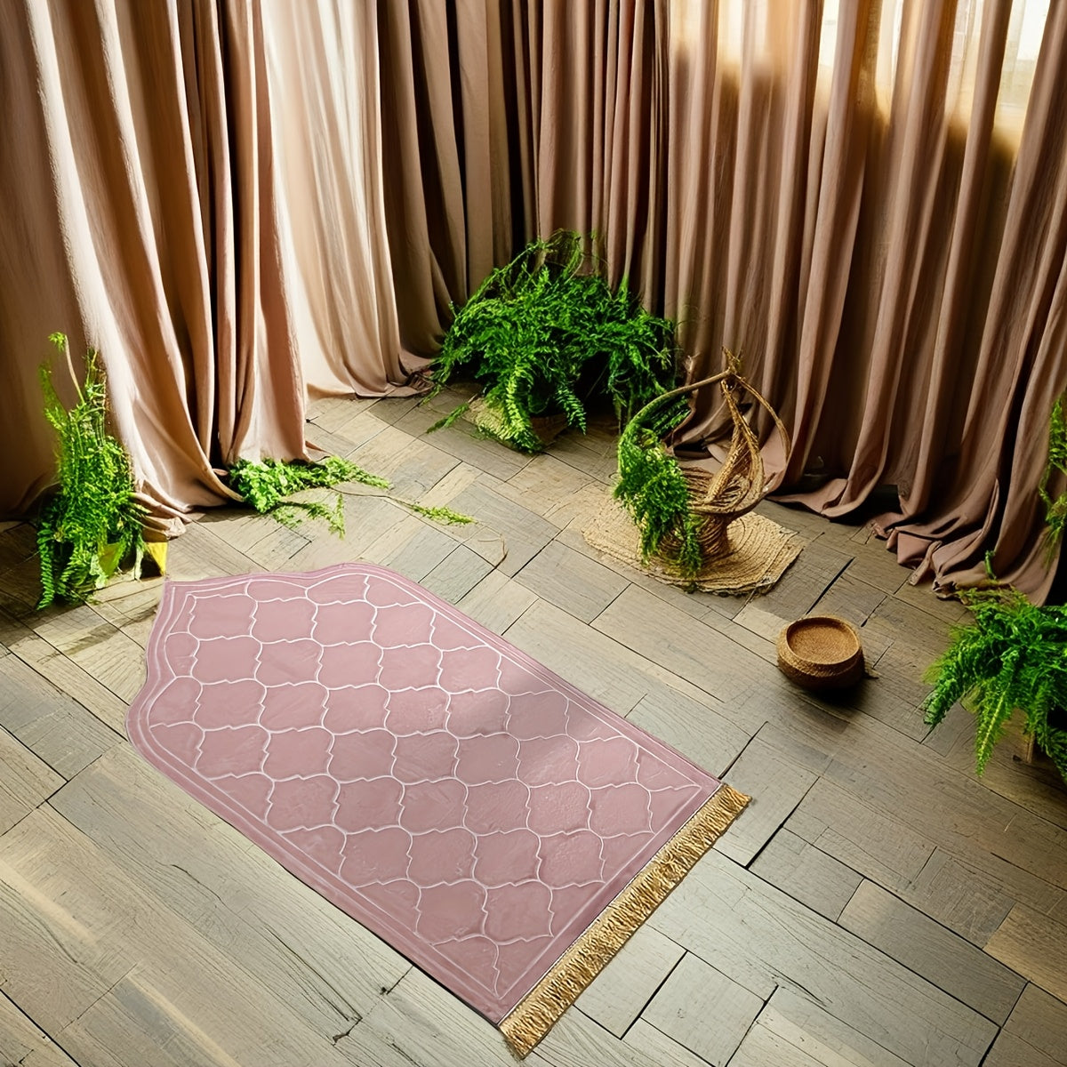 Прочный и мягкий коврик с кисточками для использования как в помещении, так и на улице - роскошный молитвенный коврик с нескользящими свойствами