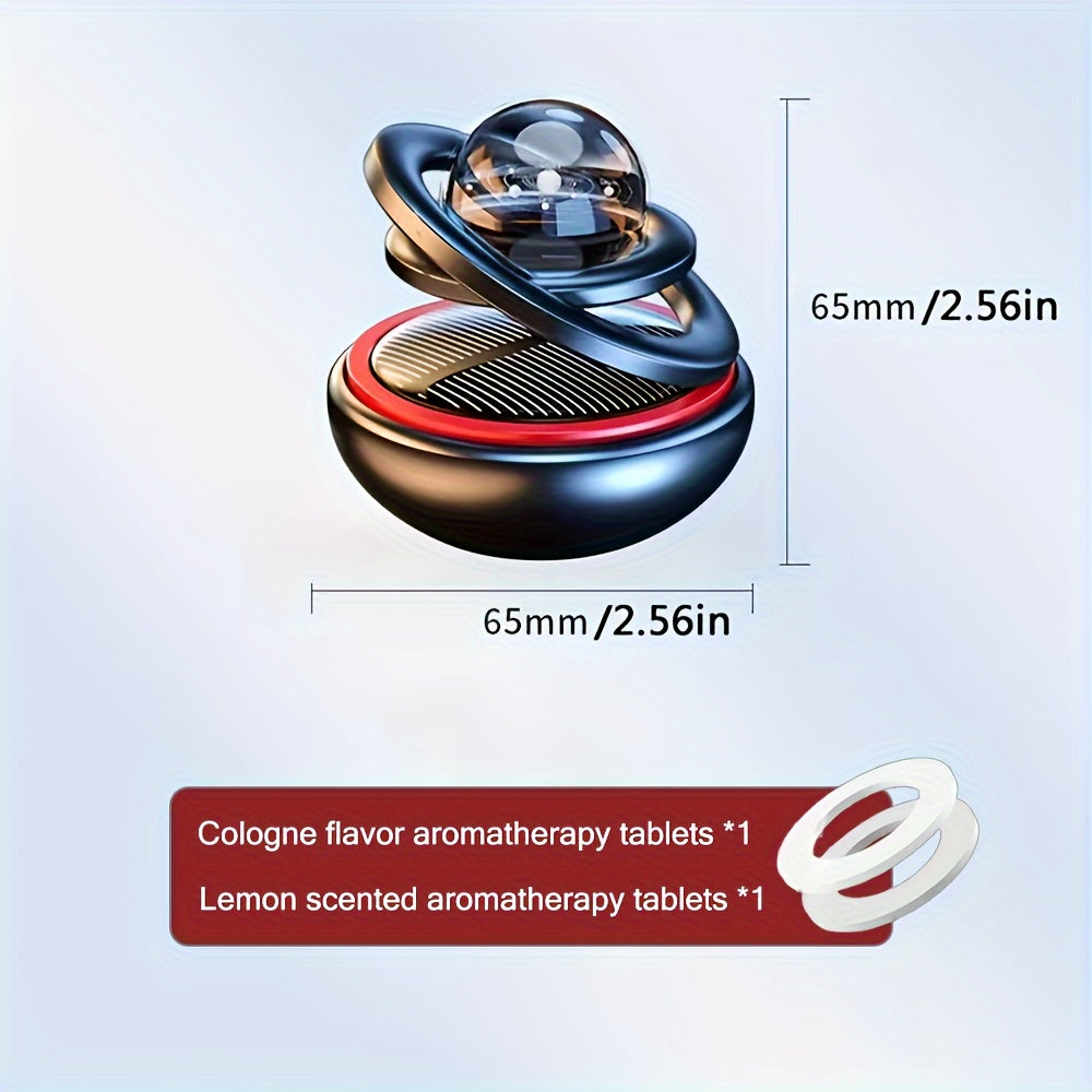 Solar-Powered Car Air Freshener Rotating Aromatherapy Diffuser with Scented Perfume for Men and Women