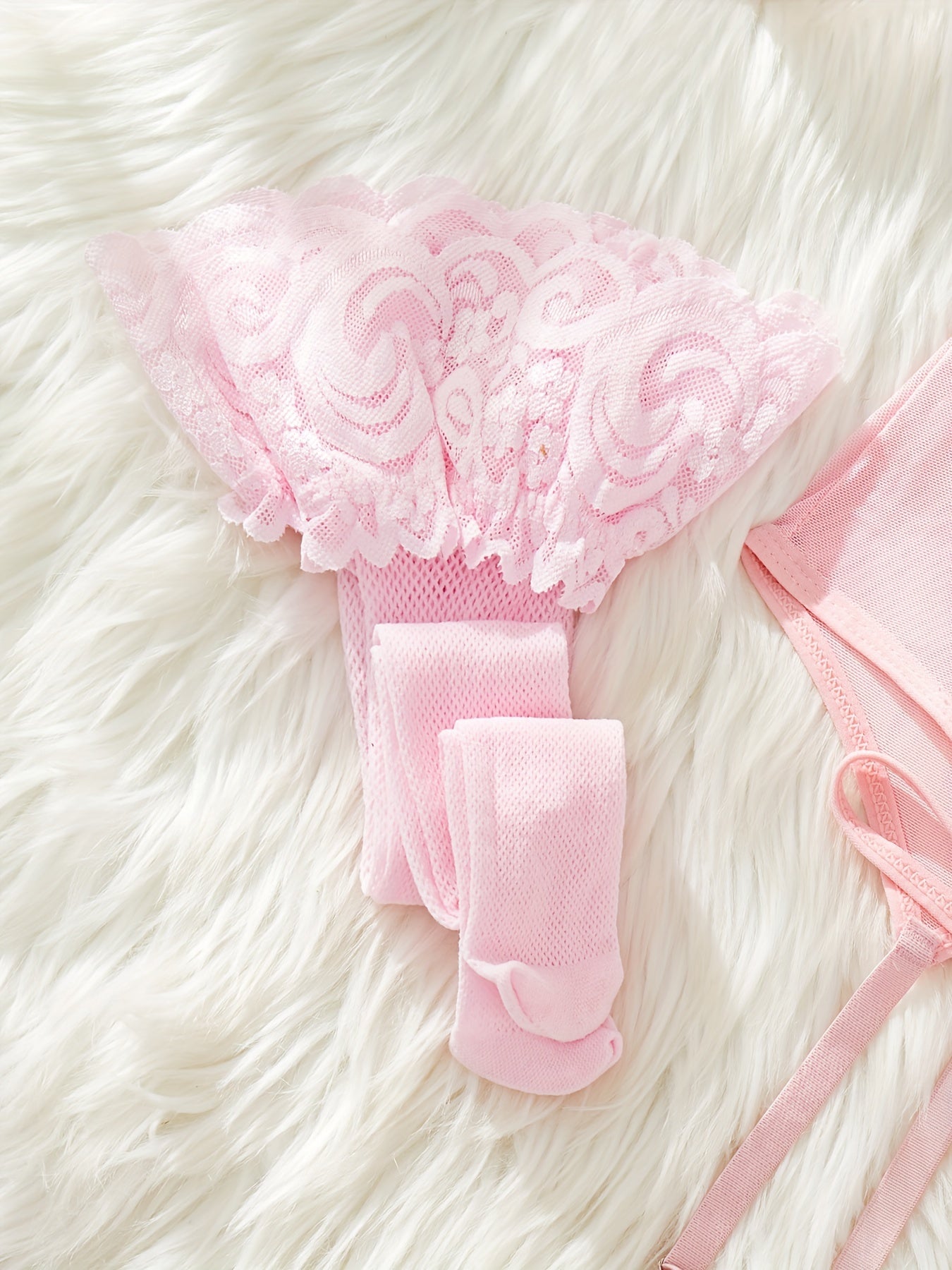 Women's Floral Patchwork Lingerie Set with Garter Belt