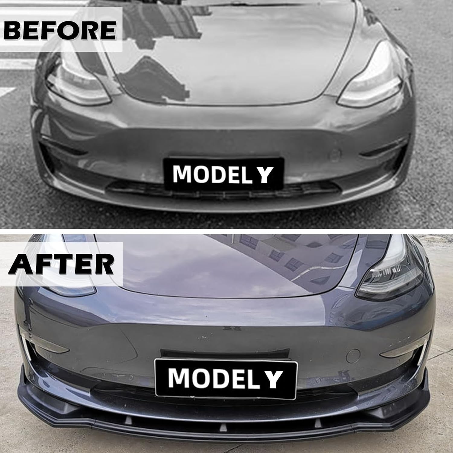 Front Bumper Lip Splitter Spoiler for Model Y Matte Black Compatible 2017-2024