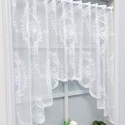 American Country Style Sheer Curtain with Floral Lace Half-Curtain Rod Pocket Semi-Transparent Polyester for Kitchen and Living Room