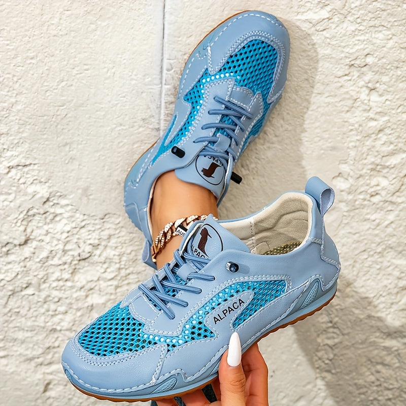 Women Breathable Mesh Sports Shoes Lightweight Slip-Resistant Casual Sneakers White Black