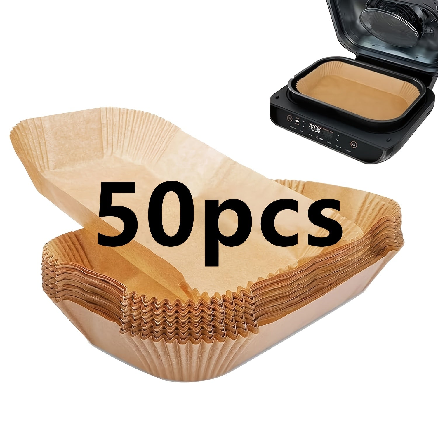 Pack of 50/100 Non-Stick Waterproof Air Fryer Parchment Paper Liners for Baking